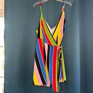 Colorful stripped skater wrap dress